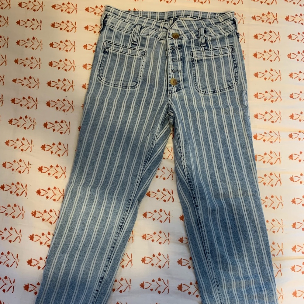 Pilcro and the Letterpress size 27 striped jeans